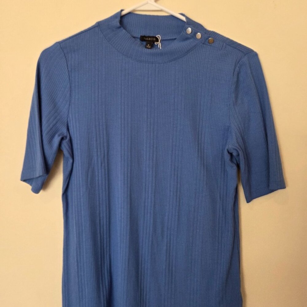 Talbots Button-Shoulder Mock Neck Top